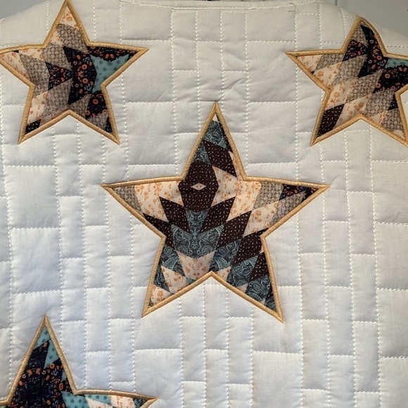 Blue B QUILTED MULTI STAR PADDED WESTERN Zipper JACKET Large ⭐️ - Picture 8 of 13